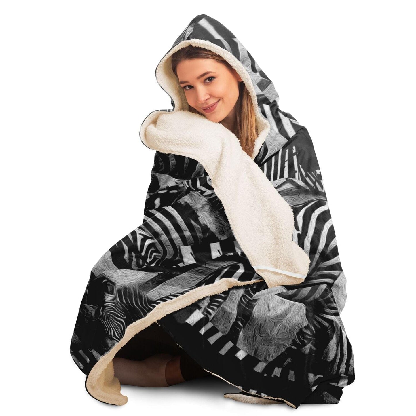 Zebra artwork Hooded Blanket Gift Idea HOO-DESIGN.SHOP