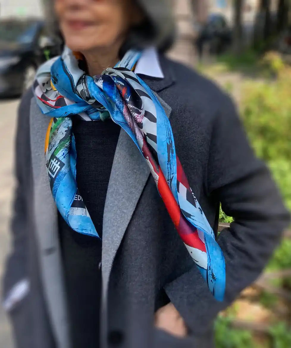 Satin Silk Scarf 100% 90cmx90cm La Plaine Monceau