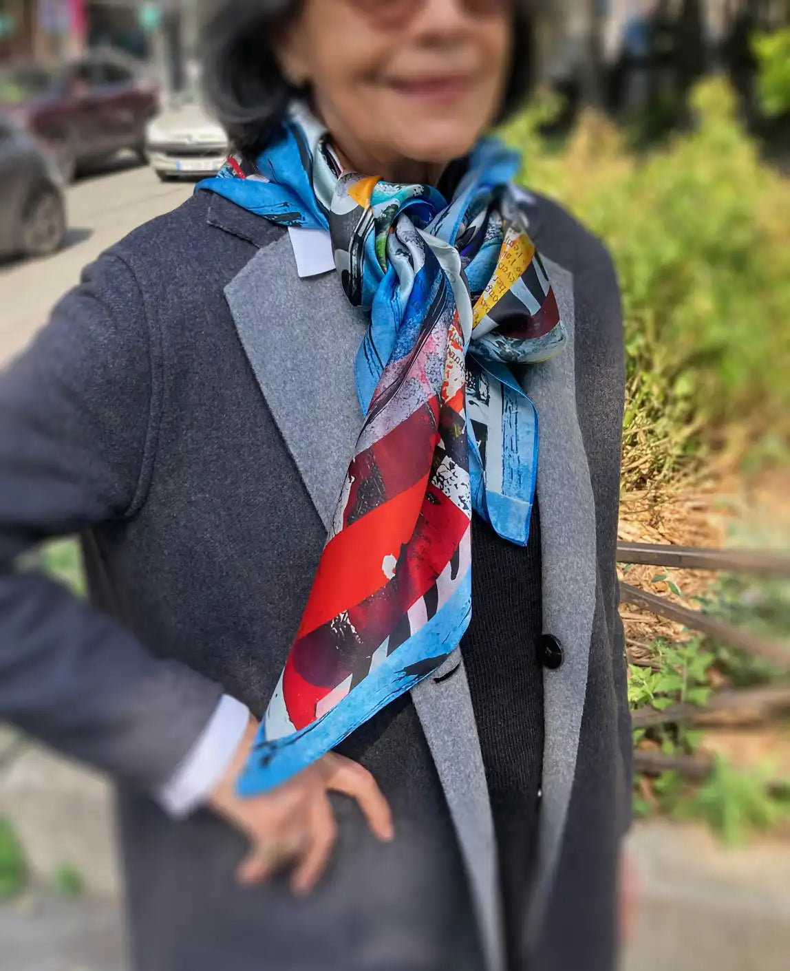Satin Silk Scarf 100% 90cmx90cm La Plaine Monceau