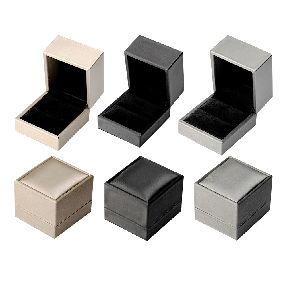 Ring Box Flip Box Brushed PU Leather Black/Silver/Gold