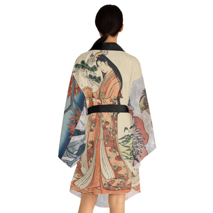 Long Sleeve Kimono Robe Geisha Art Japan