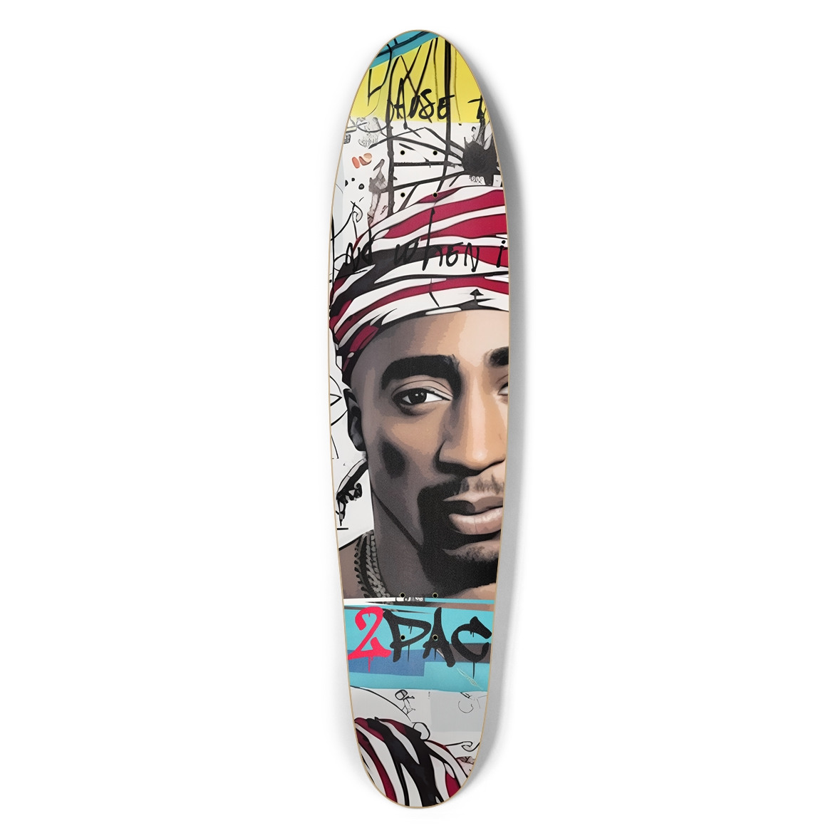 2Pac Rap Legend Graphic Longboard Deck LUZGRAPHIC SKATEBOARDS