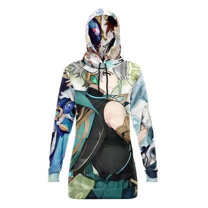 Anime Genshin Impact inspired Athletic Longline Hoodie Dress Fan Made HOO-DESIGN.SHOP
