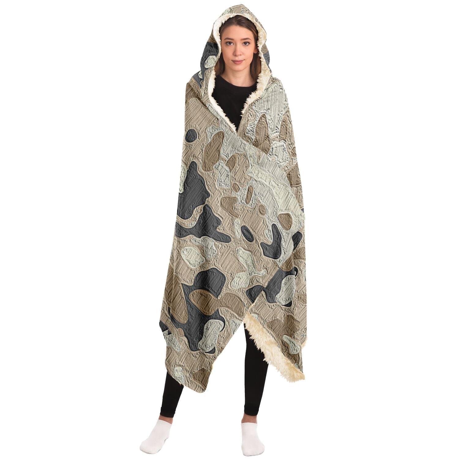 Camouflage Beige Hooded Blanket for camping HOO-DESIGN.SHOP