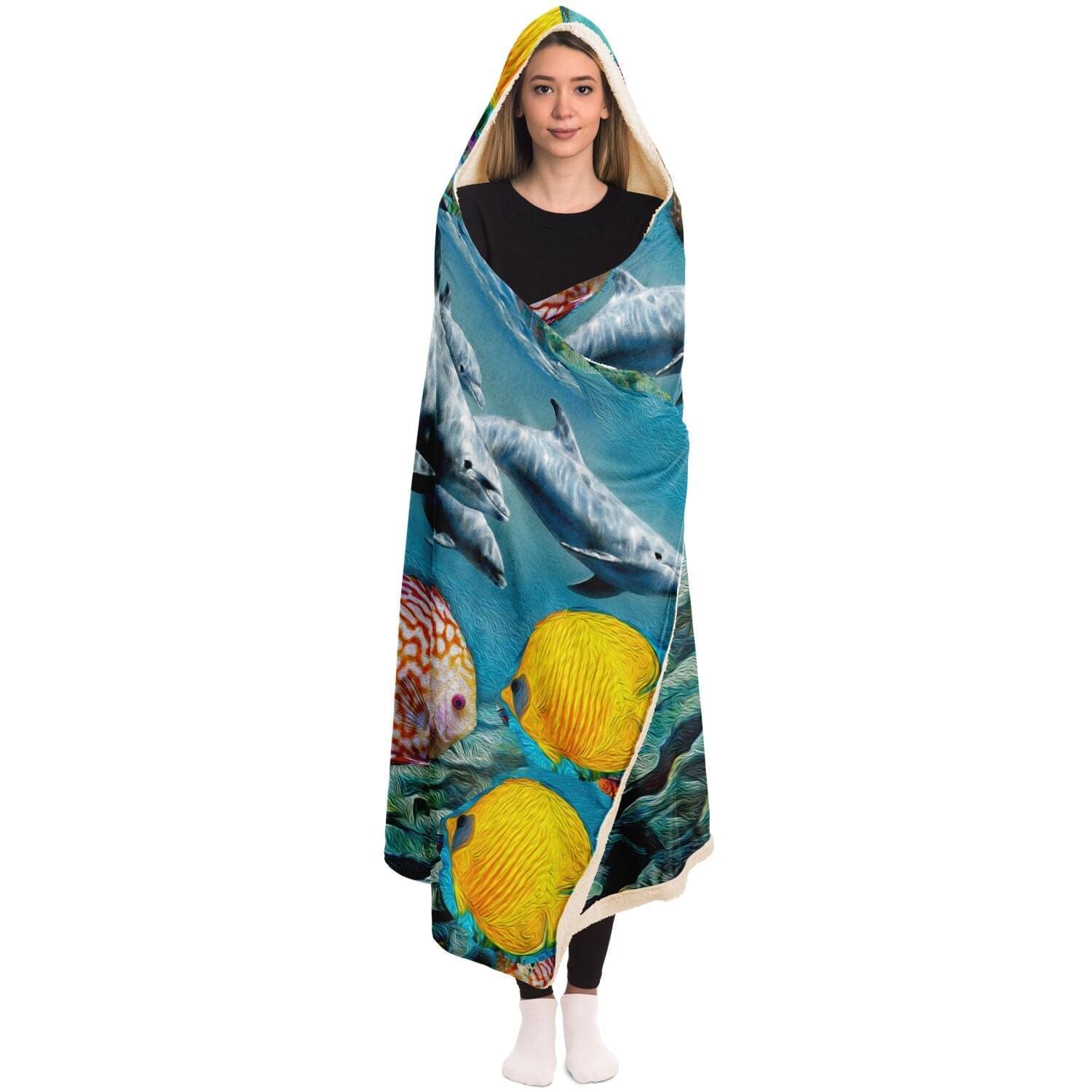 Dolphins Apparel Hooded Blanket Gift Idea HOO-DESIGN.SHOP