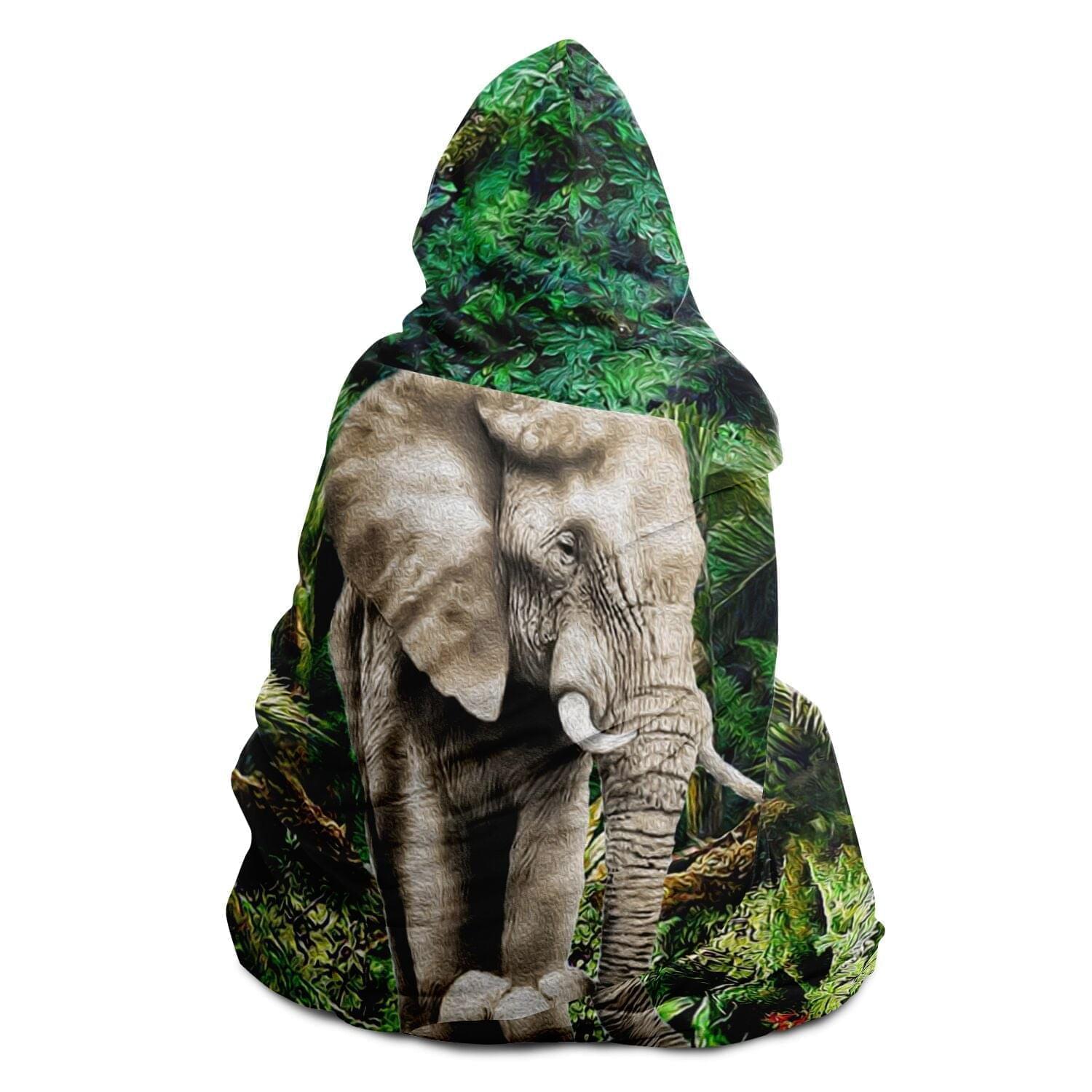 Elephants Drawing Art Hooded Blanket HOO-DESIGN.SHOP