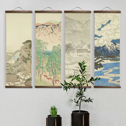 Japanese Style Ink Landscape Alpine Canvas  Wall Art