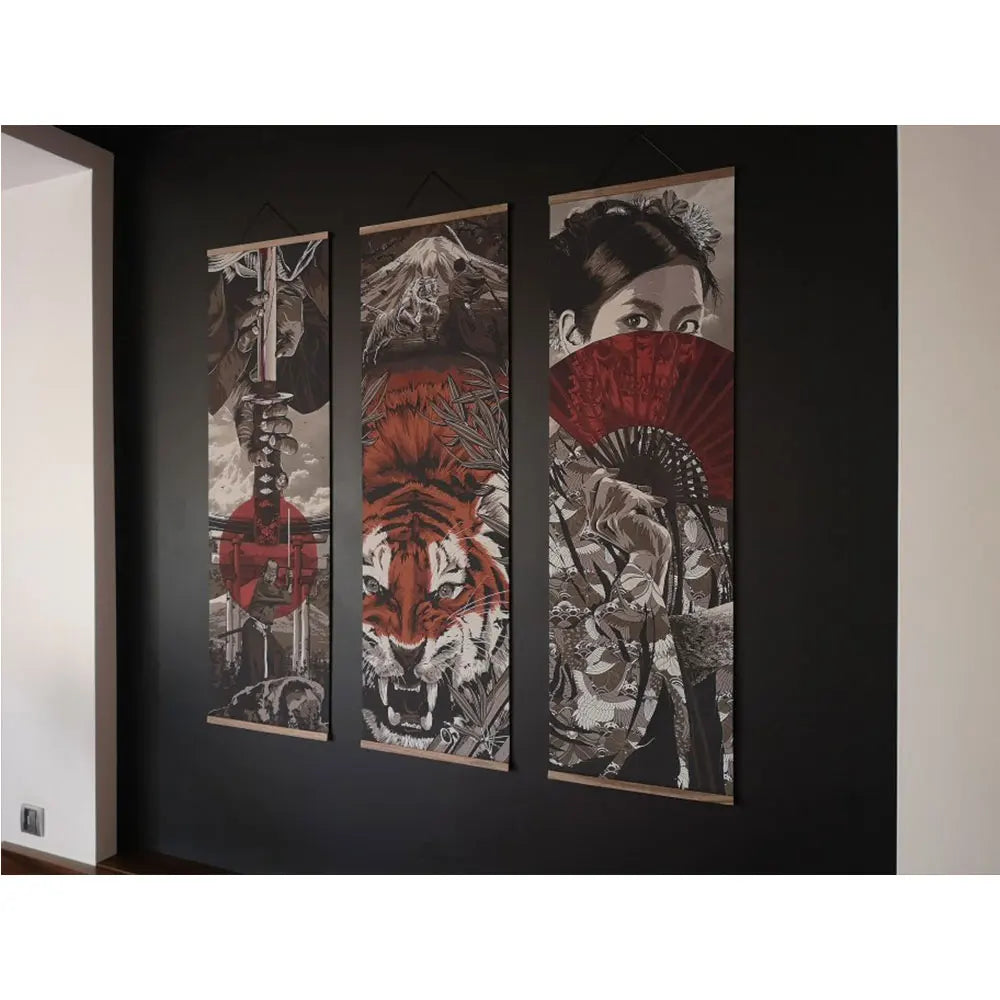 Japanese Samurai Ukiyoe Tiger Canvas set