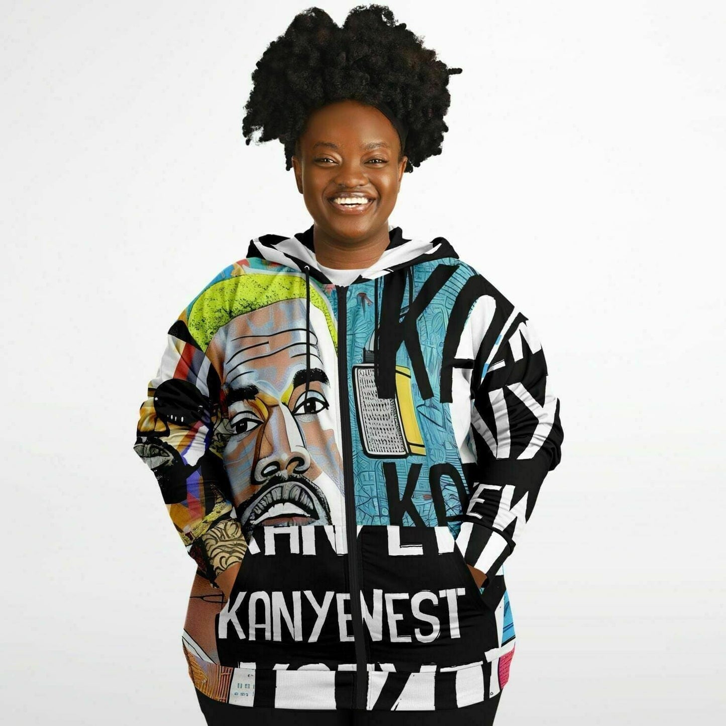 Kanye West Art Unisex Plus-Size Zip Up Hoodie HOO-DESIGN.SHOP