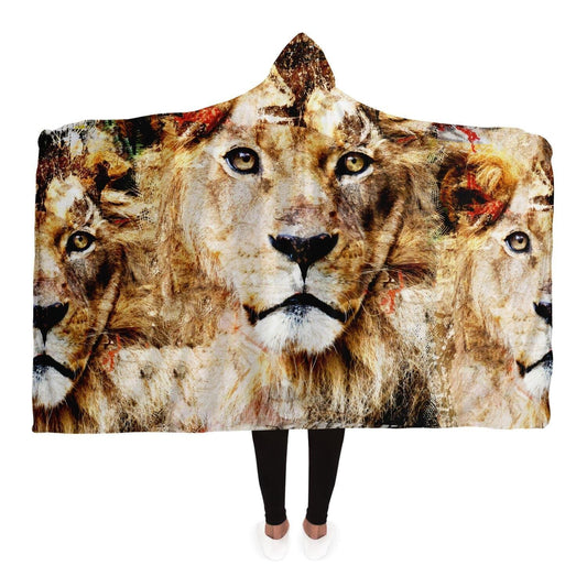 Lion Print Art Hooded Blanket Gift Idea HOO-DESIGN.SHOP