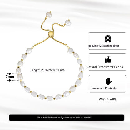 Natural Freshwater Pearl Bracelet Jewelry Gift for Women S925 Sterling Silver LUZGRAPHICJEWELRY