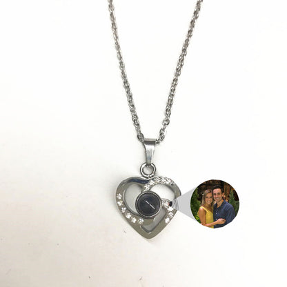 Photo Projection Necklace Heart Shaped Pendant S925 Silver LUZGRAPHICJEWELRY