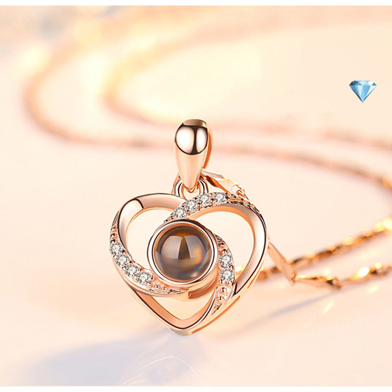 Photo Projection Necklace Heart Shaped Pendant S925 Silver LUZGRAPHICJEWELRY