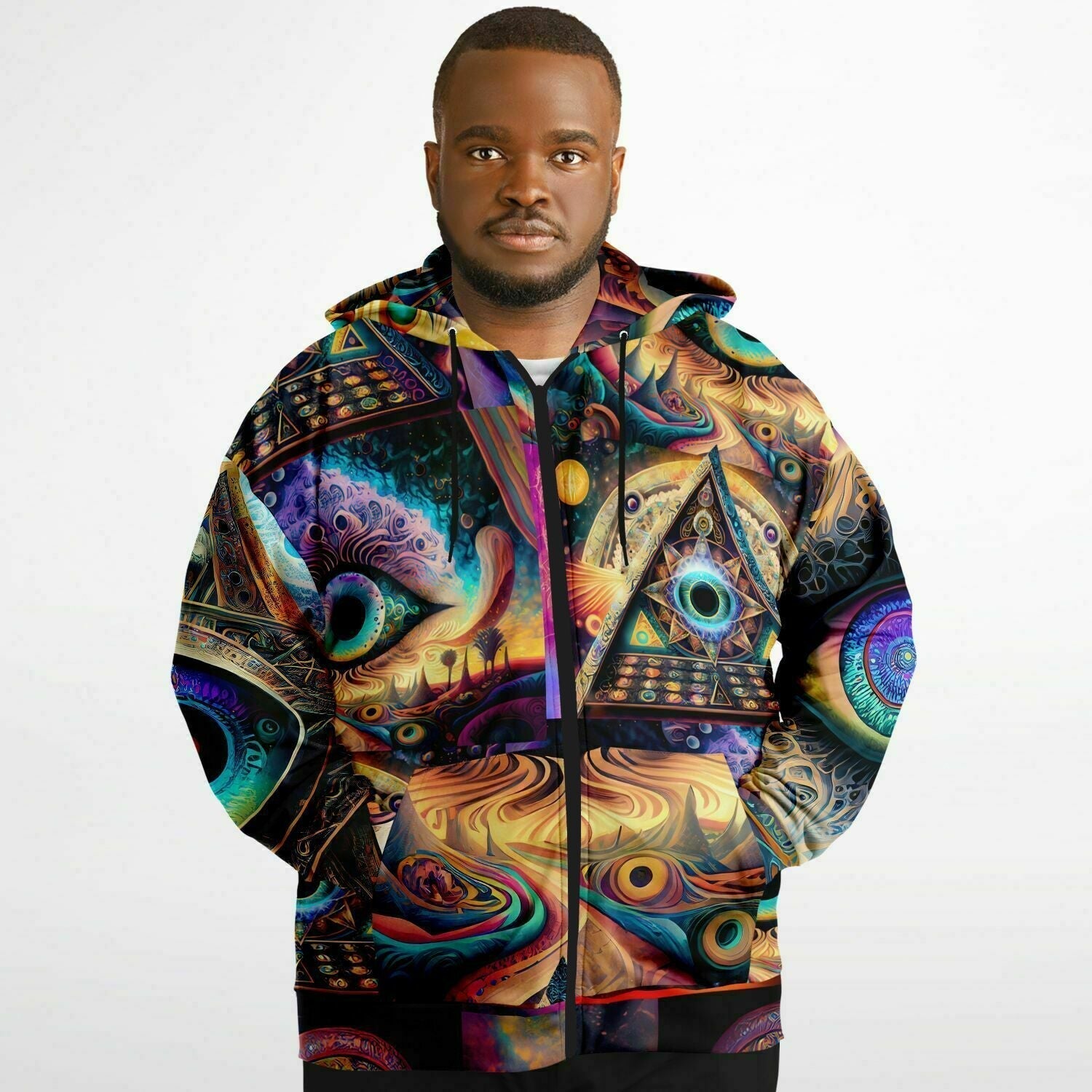 Psychedelic Art Underground Rave Aesthetic Cosmic Eye Plus-size Ziphoodie HOO-DESIGN SHOP