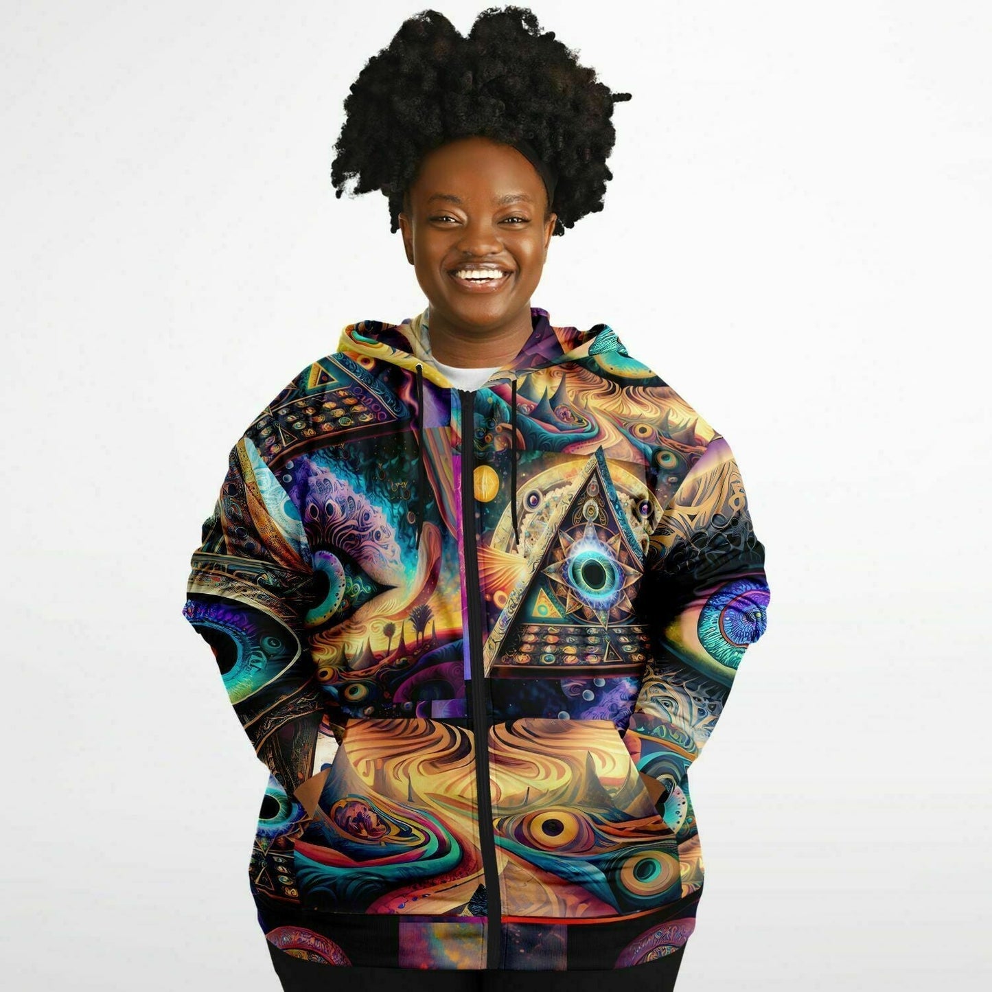 Psychedelic Art Underground Rave Aesthetic Cosmic Eye Plus-size Ziphoodie HOO-DESIGN SHOP