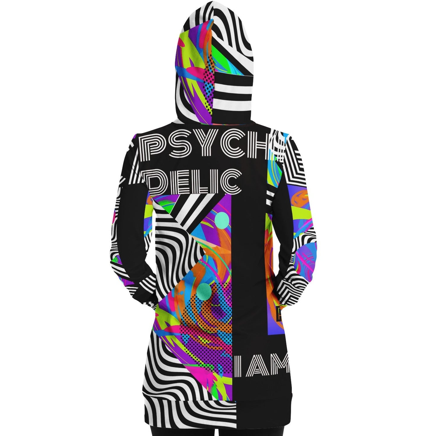 Psychedelic Optical Illusion Trippy Colors Athletic Longline Hoodie for Women HOO-DESIGN.SHOP