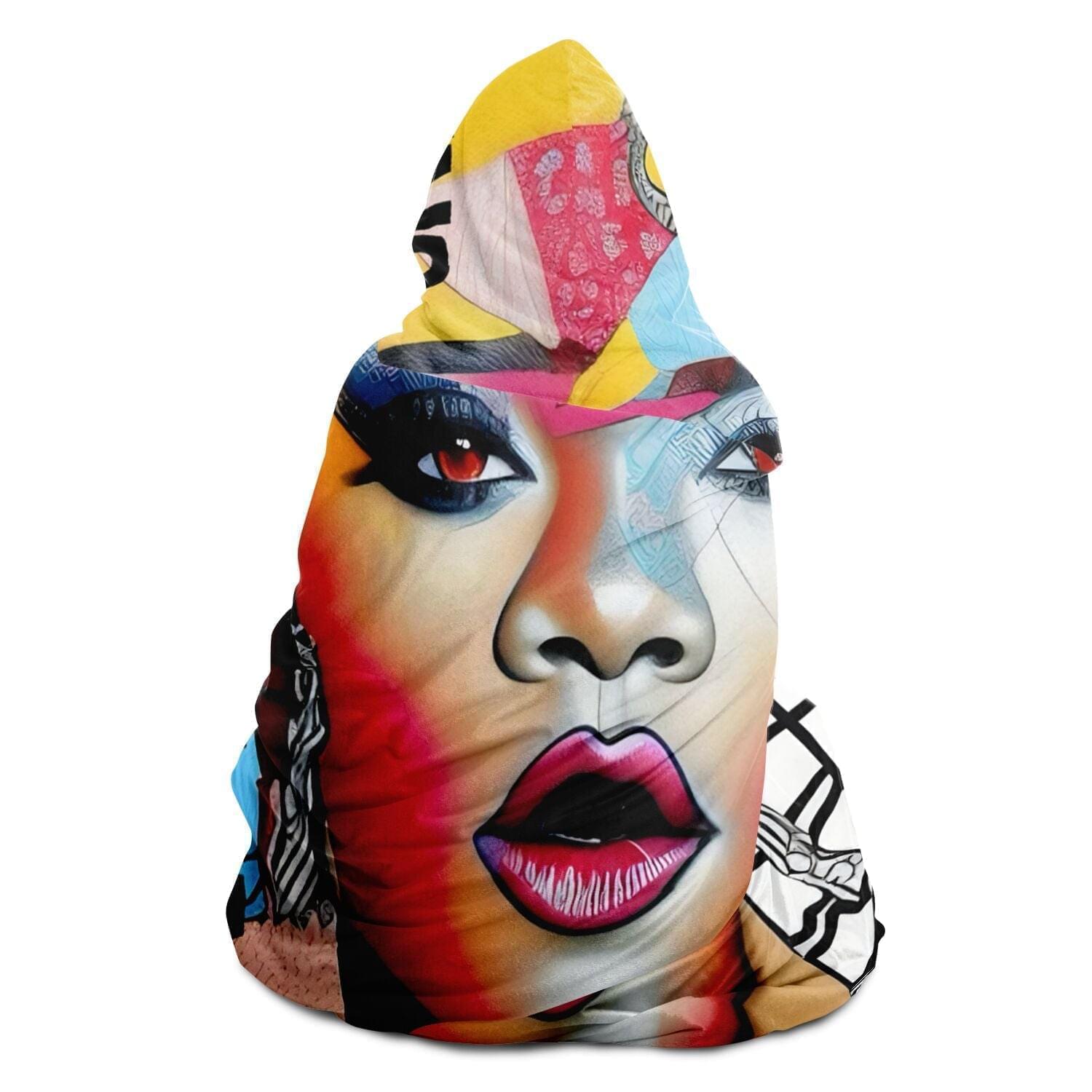 Rihanna Art Portrait Hooded Blanket HOO-DESIGN.SHOP