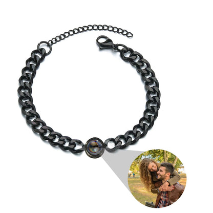 Titanium Steel Men And Women Personalized Photo Projection Unisex Bracelet Gift LUZGRAPHICJEWELRY