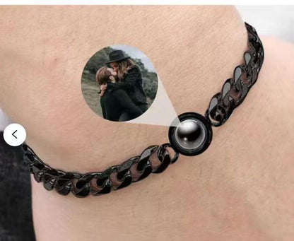 Titanium Steel Men And Women Personalized Photo Projection Unisex Bracelet Gift LUZGRAPHICJEWELRY