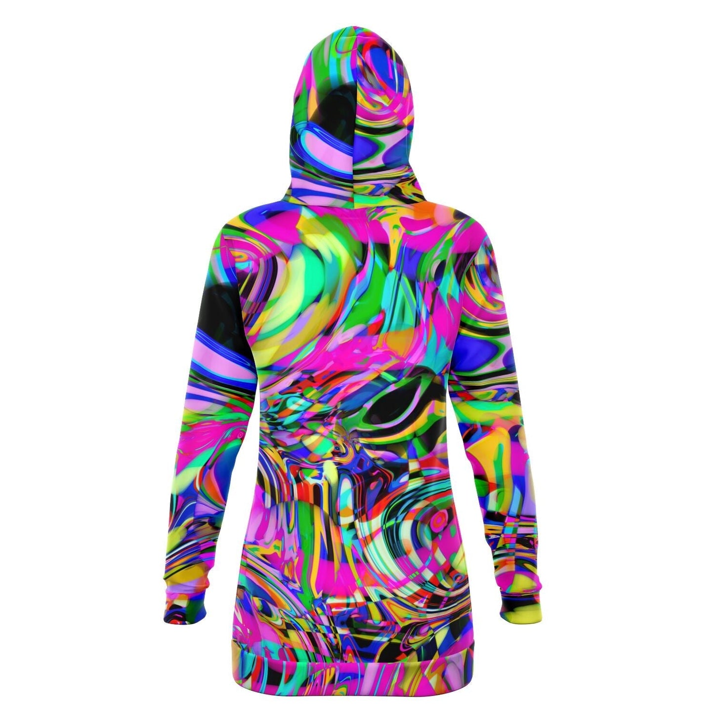 Trippy Psychedelic Colors Athletic Hoodie Dress Longline Hoodie HOO-DESIGN.SHOP