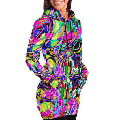 Trippy Psychedelic Colors Athletic Hoodie Dress Longline Hoodie HOO-DESIGN.SHOP