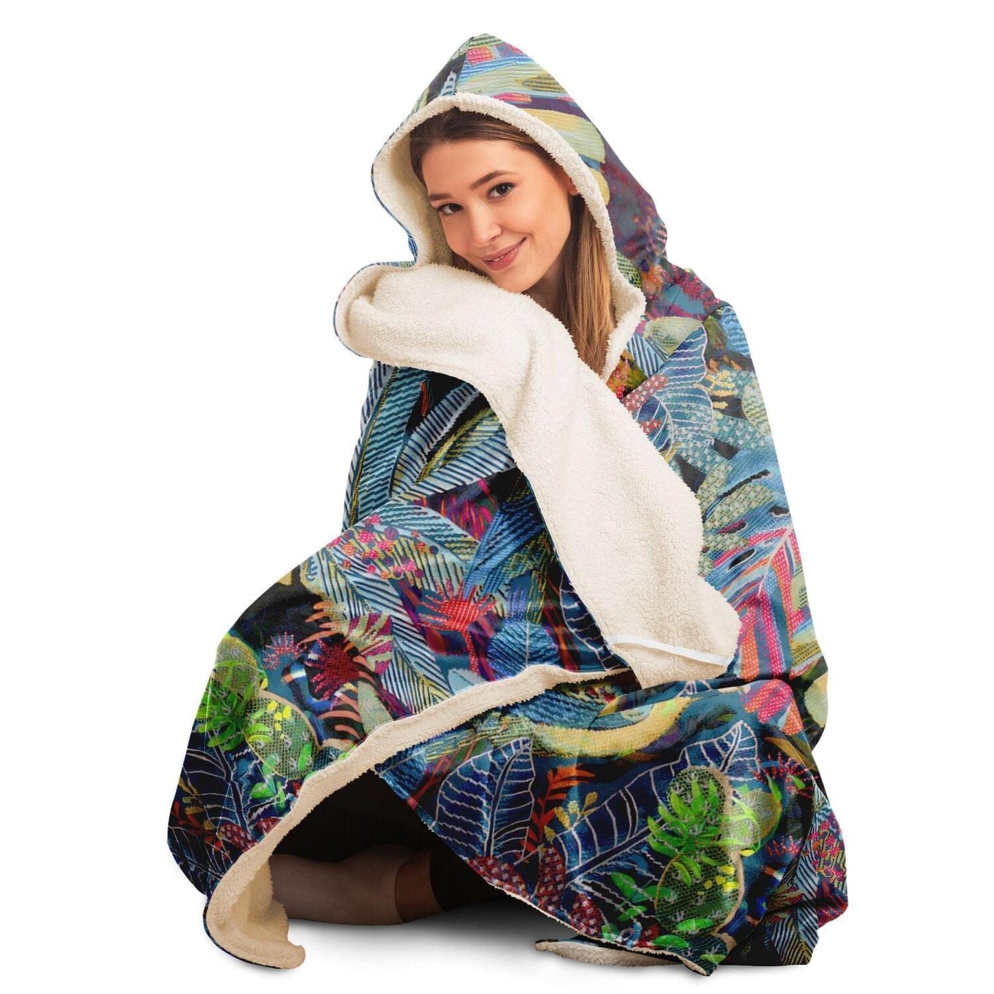 Tropical Birds Art Hooded Blanket HOO-DESIGN.SHOP