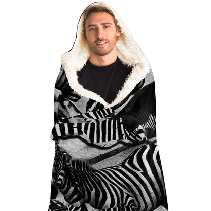 Zebra artwork Hooded Blanket Gift Idea HOO-DESIGN.SHOP