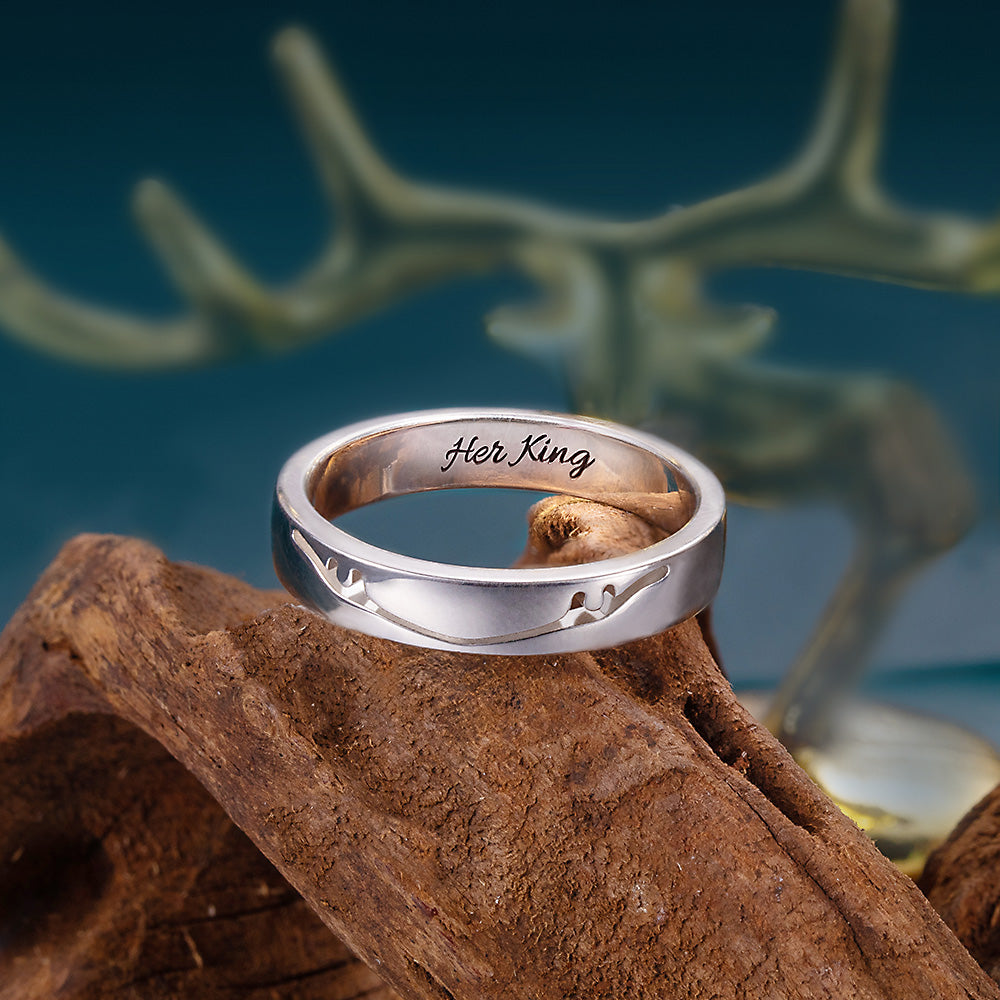 Personalized Sterling Silver 925 Antler Ring for Couple