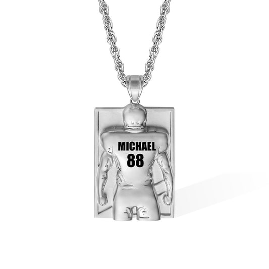 Personalized Football Necklace with Number and Name Gift for Him